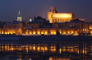 An image of the city of Toruń on the banks of Vistula River